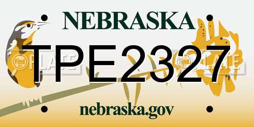 TPE2327 Nebraska License Plate