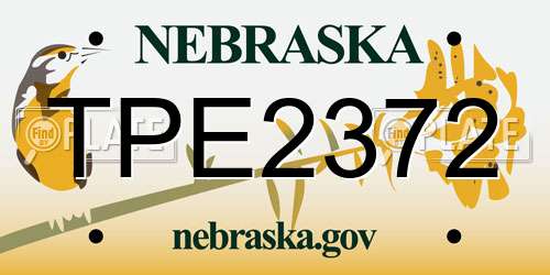TPE2372 Nebraska License Plate