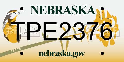 TPE2376 Nebraska License Plate