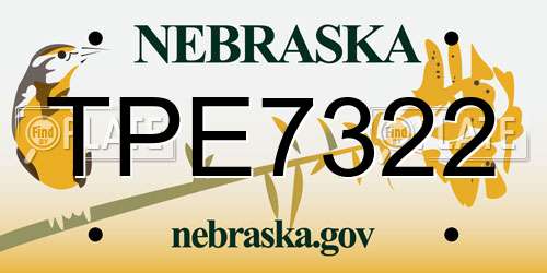 TPE7322 Nebraska License Plate