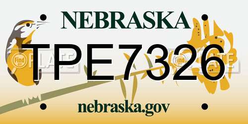 TPE7326 Nebraska License Plate