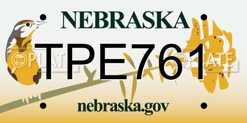 TPE761 Nebraska License Plate
