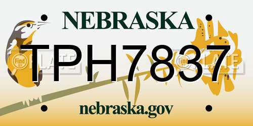 TPH7837 Nebraska License Plate