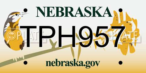 TPH957 Nebraska License Plate