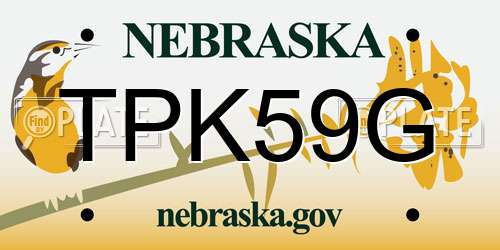 TPK59G Nebraska License Plate