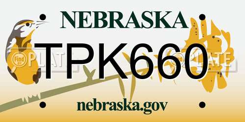 TPK660 Nebraska License Plate