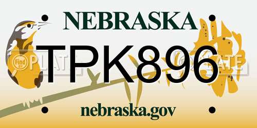 TPK896 Nebraska License Plate