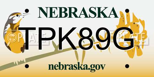 TPK89G Nebraska License Plate