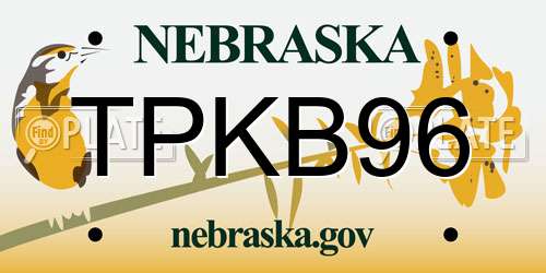 TPKB96 Nebraska License Plate
