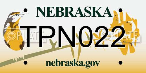 TPN022 Nebraska License Plate
