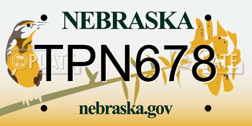 TPN678 Nebraska License Plate