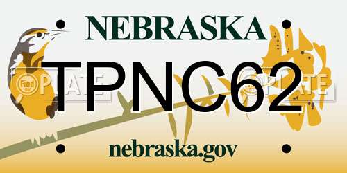 TPNC62 Nebraska License Plate