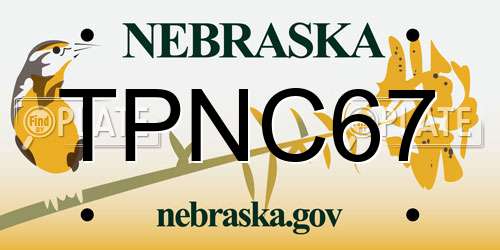 TPNC67 Nebraska License Plate