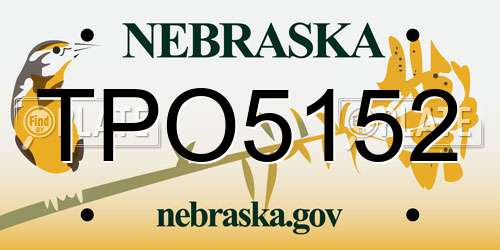 TPO5152 Nebraska License Plate