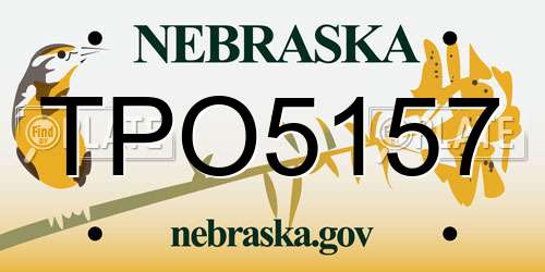 TPO5157 Nebraska License Plate