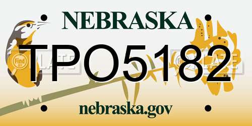 TPO5182 Nebraska License Plate