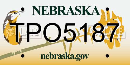 TPO5187 Nebraska License Plate