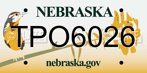TPO6026 Nebraska License Plate