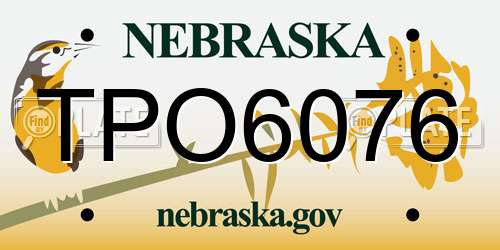TPO6076 Nebraska License Plate