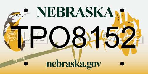 TPO8152 Nebraska License Plate