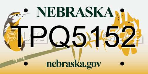 TPQ5152 Nebraska License Plate