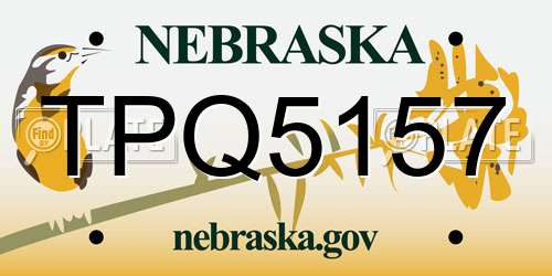 TPQ5157 Nebraska License Plate