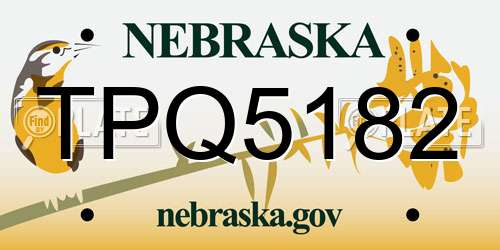 TPQ5182 Nebraska License Plate