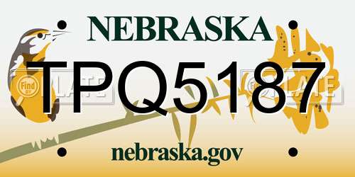 TPQ5187 Nebraska License Plate