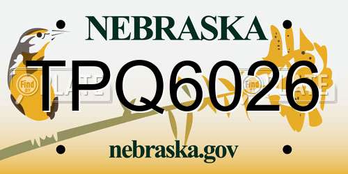 TPQ6026 Nebraska License Plate