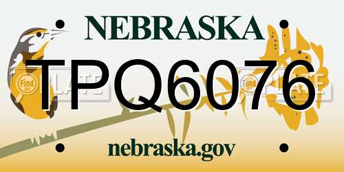 TPQ6076 Nebraska License Plate