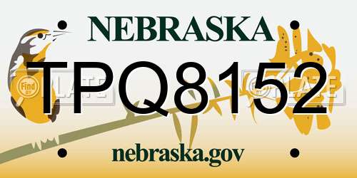 TPQ8152 Nebraska License Plate
