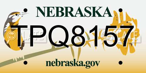 TPQ8157 Nebraska License Plate