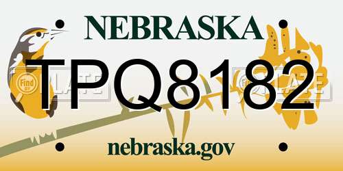TPQ8182 Nebraska License Plate