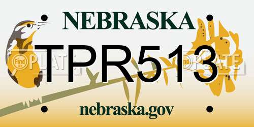 TPR513 Nebraska License Plate