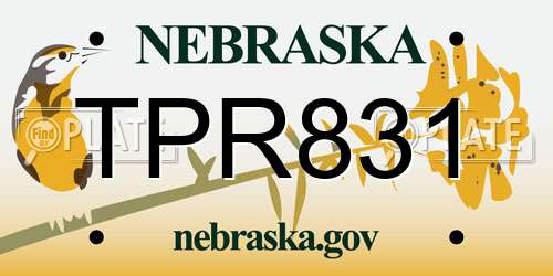 TPR831 Nebraska License Plate