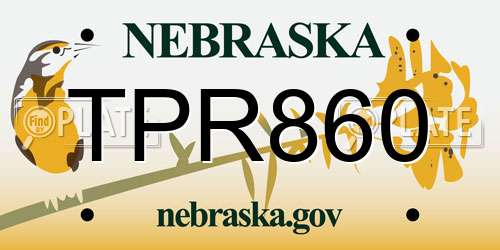 TPR860 Nebraska License Plate