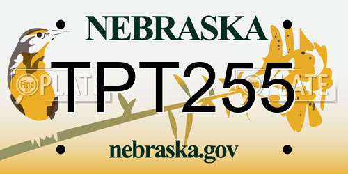 TPT255 Nebraska License Plate