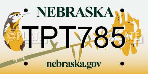 TPT785 Nebraska License Plate