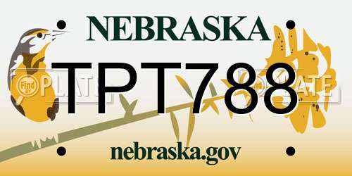 TPT788 Nebraska License Plate