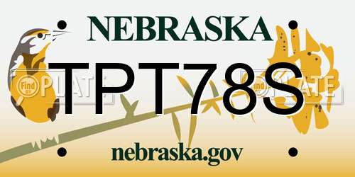 TPT78S Nebraska License Plate