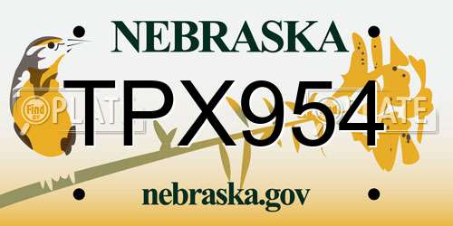 TPX954 Nebraska License Plate