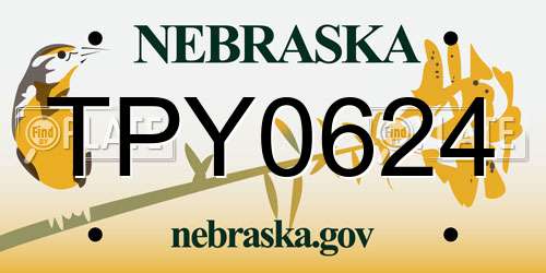 TPY0624 Nebraska License Plate