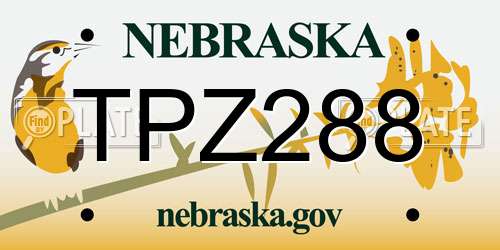TPZ288 Nebraska License Plate