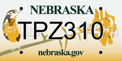 TPZ310 Nebraska License Plate