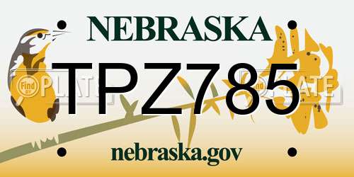 TPZ785 Nebraska License Plate