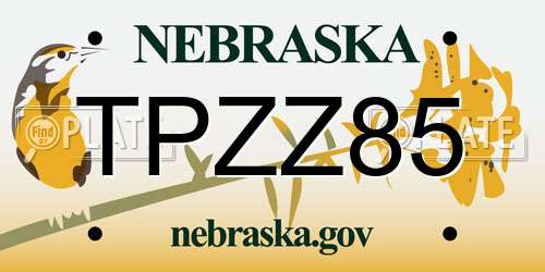 TPZZ85 Nebraska License Plate
