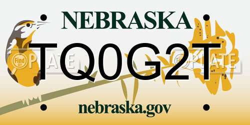 TQ0G2T Nebraska License Plate