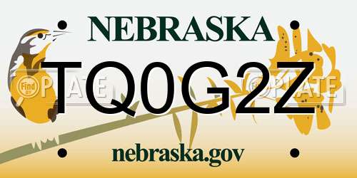 TQ0G2Z Nebraska License Plate