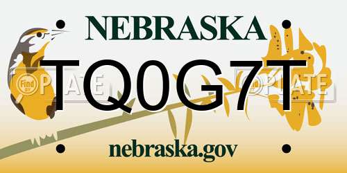 TQ0G7T Nebraska License Plate