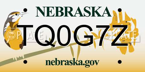 TQ0G7Z Nebraska License Plate